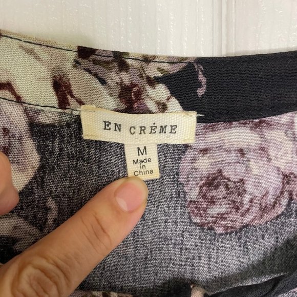 Floral Print Mini Dress w/Tie Front Neck by En Crème - Picture 4 of 8